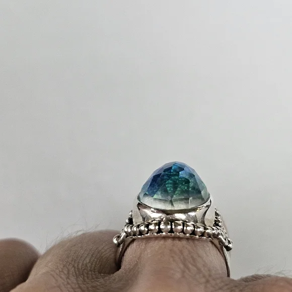 Genuine Sajen Australian Opal Doublet Ring in Sterling Silver Size 7! NWOT - Picture 7 of 10